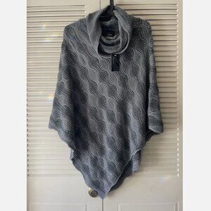 NWT Cejon Turtle Neck Cape Poncho Grey One Size